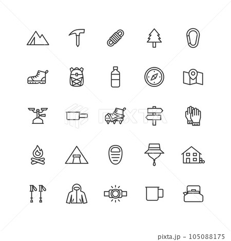 登山に関する線画アイコンセット 登山に関する線画アイコンセット 105088175