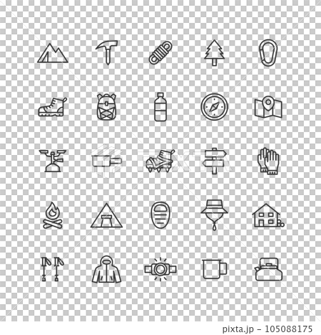 登山に関する線画アイコンセット 登山に関する線画アイコンセット 105088175