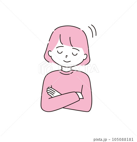 腕を組む　頷く女性 105088181