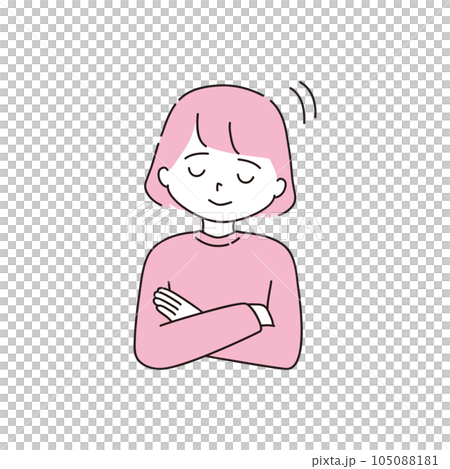 腕を組む　頷く女性 105088181