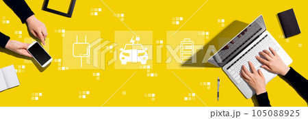 EV concept with people working together 105088925