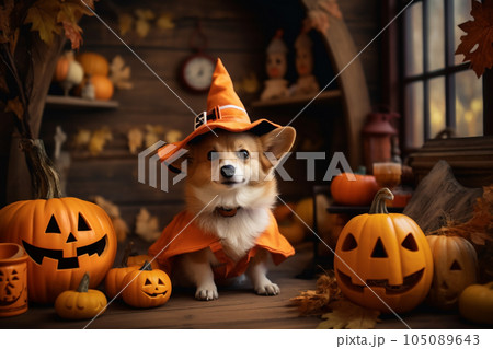 コーギーとハロウィン コーギーとハロウィン 105089643