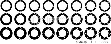 黒い回転矢印のベクターイラストセット 105089995