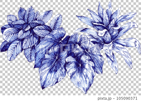 Blue tropical with animal and plant png 105090371