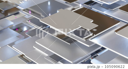 Illustration of a 3D Rendered metallic shapes 3d render Illustration of a 3D Rendered metallic shapes 3d render 105090622