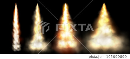 Realistic fire and smoke trails set Realistic fire and smoke trails set 105090890