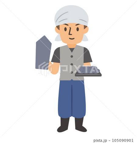 左官職人の男性のイラスト 105090901