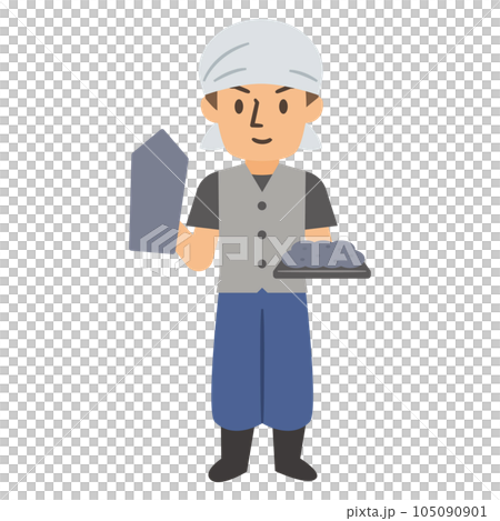 左官職人の男性のイラスト 105090901