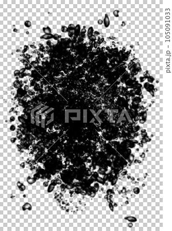 画面に向かって大量の水滴がスプラッシュする黒色イラスト 105091033