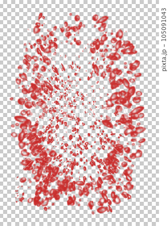 画面に向かってスプラッシュする赤色イラスト 105091043