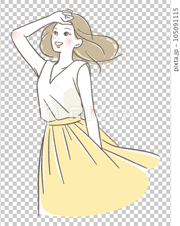 見上げる笑顔の女性 見上げる笑顔の女性 105091115