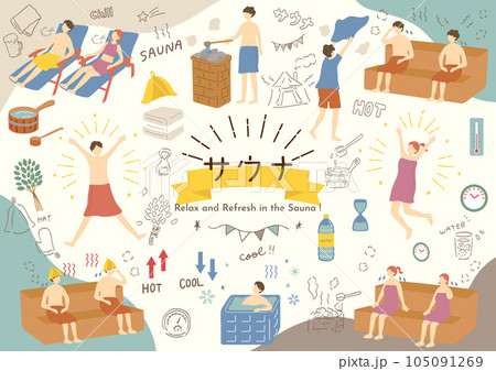 サウナを楽しむ人達 105091269