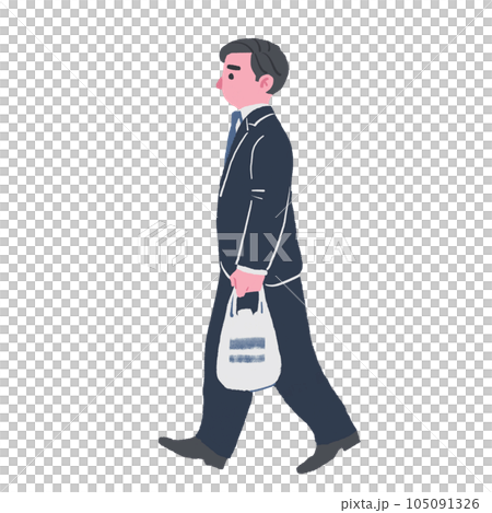 Businessman walking with a shopping bag 105091326