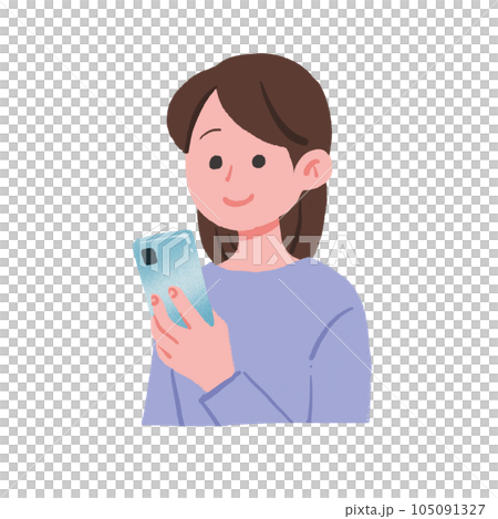 A woman looking at her smartphone with a smile 105091327