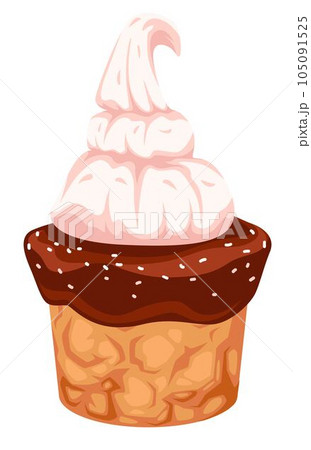 Dessert with mousse and chocolate on cookie vector 105091525