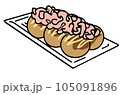 たこ焼きのイラスト　屋台のたこやき　カラー 105091896