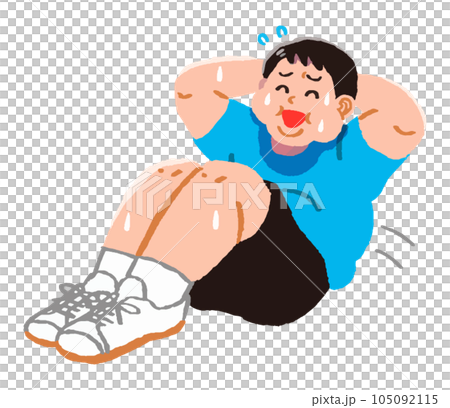 肥胖男子微笑著做仰臥起坐 肥胖男子微笑著做仰臥起坐 105092115