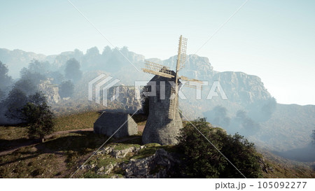 Landscape view on the old windmill Landscape view on the old windmill 105092277