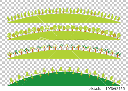 かわいいシンプルな北欧風の木の下部装飾。ベクターイラスト素材セット かわいいシンプルな北欧風の木の下部装飾。ベクターイラスト素材セット 105092326