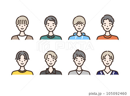 男性のアイコンセット 上半身 105092460