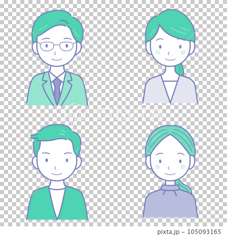 Working people young men and women upper body 2 colors Working people young men and women upper body 2 colors 105093165