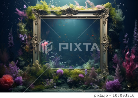 Classic frame at the bottom of the sea with...のイラスト素材 [105093516] - PIXTA