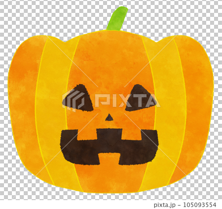 ハロウィンの顔つきかぼちゃ 簡単かわいい水彩イラストのイラスト素材
