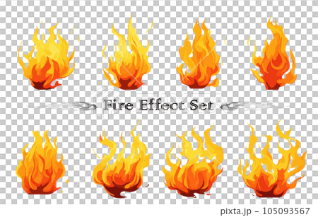Fire and flame effect material set 105093567