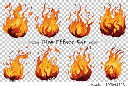 Fire and flame effect material set 105093568