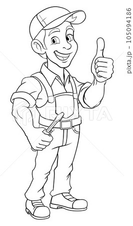 Electrician Handyman Screwdriver Cartoon Mascot Electrician Handyman Screwdriver Cartoon Mascot 105094186
