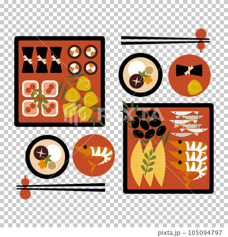 重箱おせちとお雑煮のイラスト 105094797