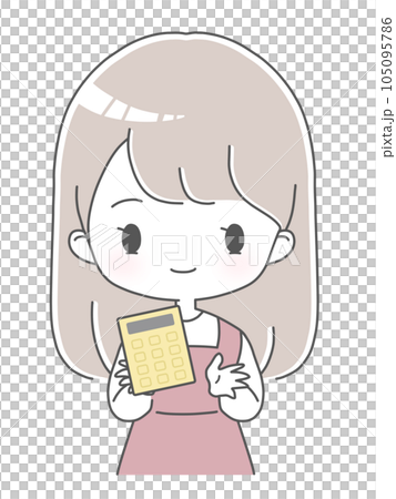 顯示計算器的微笑的女人 105095786