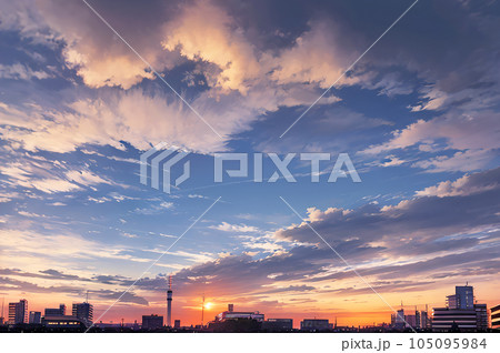 AI画像 大都会の夕暮れのイメージ AI画像 大都会の夕暮れのイメージ 105095984