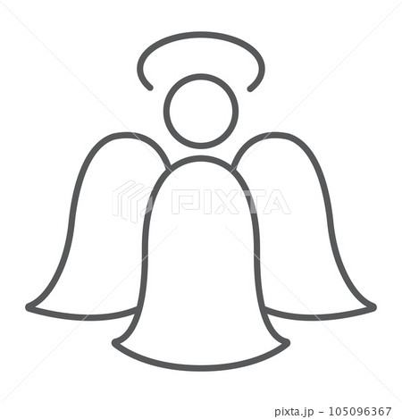 Angel thin line icon, decoration and christmas 105096367