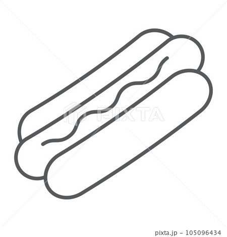 Hot dog thin line icon, food and meat, fast food 105096434