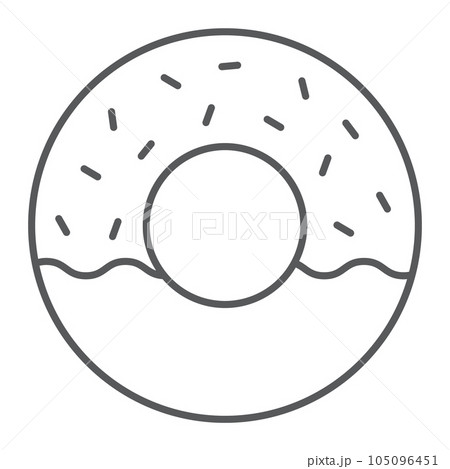 Donut thin line icon, food and sweet, cake sign Donut thin line icon, food and sweet, cake sign 105096451