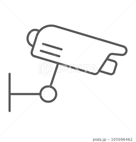 Surveillance camera thin line icon, guard digital 105096462