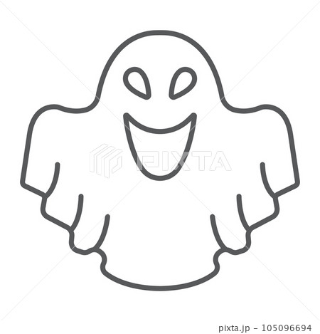 Ghost thin line icon, fear and halloween 105096694