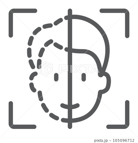 Face ID line icon, face recognition and face 105096712