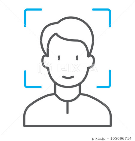 Face ID thin line icon, face recognition 105096714