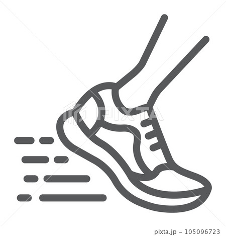Running fast line icon, footwear and sport shoes Running fast line icon, footwear and sport shoes 105096723