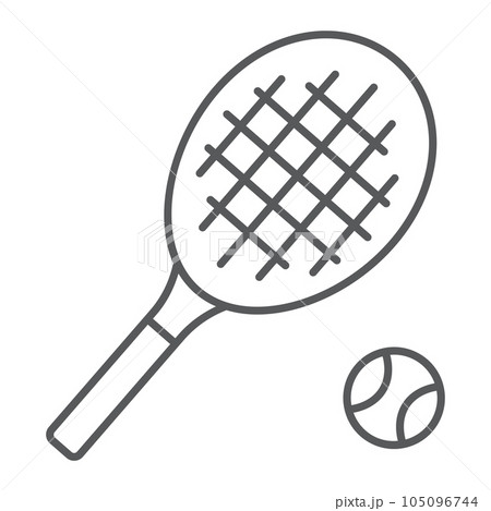 Tennis thin line icon, game and sport, racket sign Tennis thin line icon, game and sport, racket sign 105096744