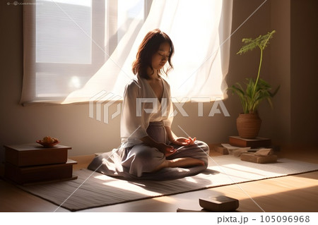 マインドフルネスをする女性9 マインドフルネスをする女性9 105096968