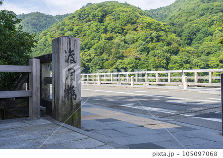 京都嵐山　新緑の渡月橋と桂川 105097068