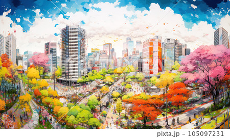 カラフルな日本の風景（東京・京都・都市） 105097231