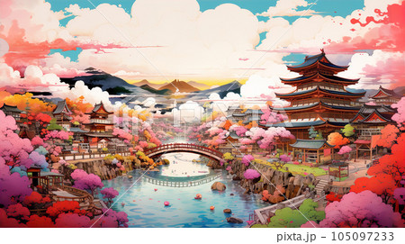 カラフルな日本の風景（東京・京都・都市） 105097233