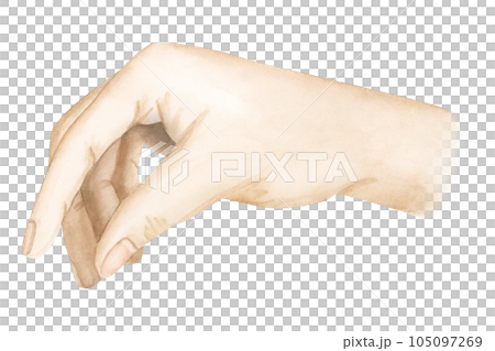 Watercolor human hand in holding pose illustration isolated on white background for chess game designs 105097269