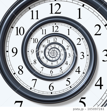 Time spiral concept with analog wall clock  105097281