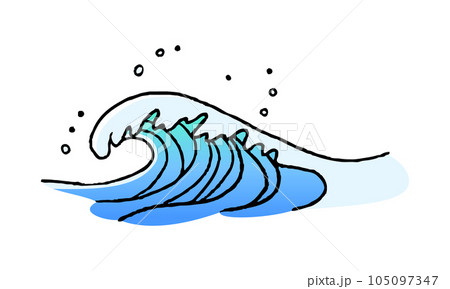 カートゥーン風手描きイラスト A4サイズ『波』 波 手描き線画イラストのイラスト素材 [105097347] - PIXTA
