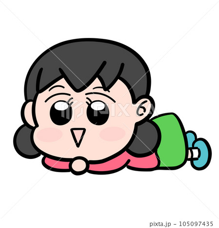 うつ伏せをしている女の子 105097435